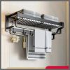 Bathroom wall mounted towel rack accessory with hooks