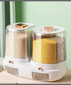 Rotatable grain storage box with compartments sealed