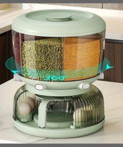 2 in one Partitioned air tight rotating cereals dispenser