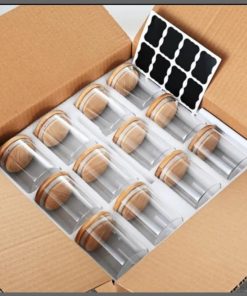12pc  jars with Bamboo lids round glass jars