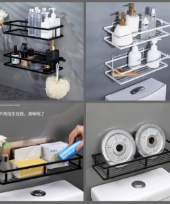 2Pcs Rectangular Bathroom Shower caddy with self-adhesive tapes 