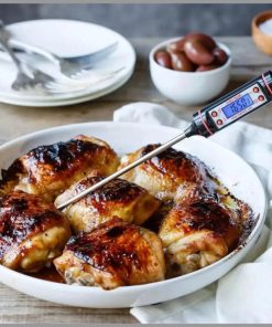 Digital food thermometer battery operated with led display