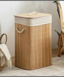 Foldable large capacity wooden laundry basket