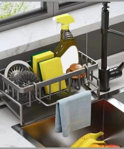Sink Caddy with Water Draining Tray/Multifunctional Sink Sponge Detergent storage Rack
