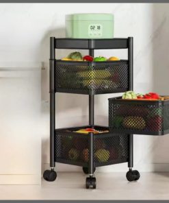 3 Tier Square Design Rotating Fruit Vegetable Rack