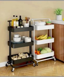 Multi-functional movable trolley storage rack( full metallic)