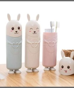 Cute portable rabbit themed kids toothbrush holder