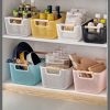 3pcs Extra-Large Mesh Plastic Storage Baskets with bamboo Handles