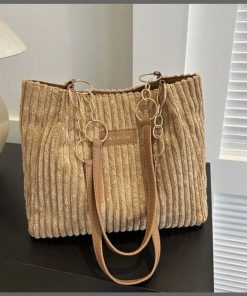 Suede detailed ladies shoulder tote bag