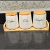 3pcs Ceramic Canisters Set  with Bamboo Stand