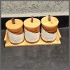 3pcs Ceramic Canisters Set  with Bamboo Stand