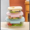 3pcs Airtight Borosilicate Food Container/Glass Lunch Box Container