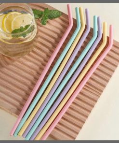 4Pcs Reusable silicone straws 29cm long enough