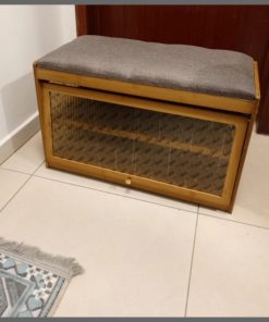 Wooden stool with shoe cabinet