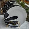 6pcs white black ceramic Plate