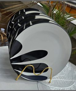6pcs white black ceramic Plate