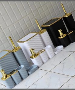 6 in luxury bathroom accessories set with touch of gold