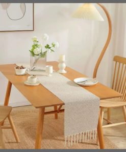 Extra long 275cm braided cotton linen table runners