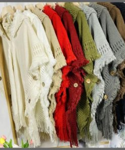 Women Knitted Hooded Shawl
