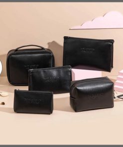 5Pcs Vegan leather travel makeup cosmetic bag