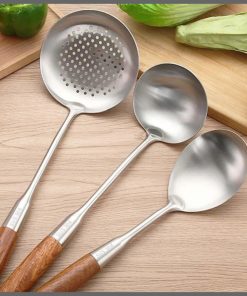 38cm long wooden handle serving spoon