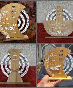Wooden Creative Perpetual Calendar Home Decoration Office Desk Ornament