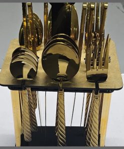 Heavy 24pc cutlery set with a rotating golden stand and packing box