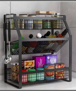 3 Tier multifuctional metallic kitchen spice rack
