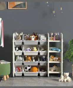 Kids Space Toy Storage Organizer with 10 Removable Plastic Bins