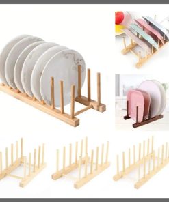 14 Plates Bamboo plate holder