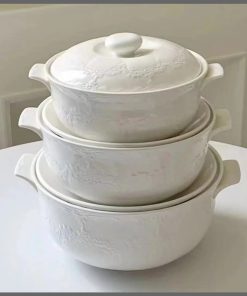 3pcs set elegant ceramic casserole serving dish with Cover