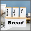 Bread Bin with Three Canister Set with Bamboo Lid