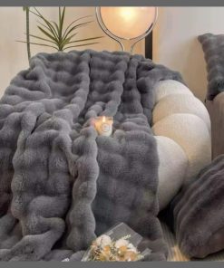 Soft Bubble Winter Throw Blanket Plain