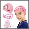 Kids Swim Cap with Swimming Goggles and Swim Bag for Girls Boys