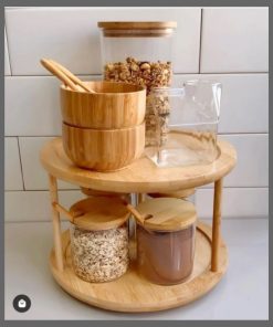 Bamboo rotating spice rack