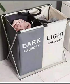 2 Grid compartment foldable laundry basket
