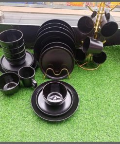 24Pcs All black dinner set