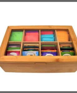6 slots Bamboo wooden tea bag organizer