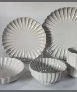 30Pcs European Scallapoed Ceramic Porcelain Dinnerware
