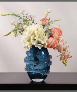 Hand-blown glass antique Art decor blue glass vase