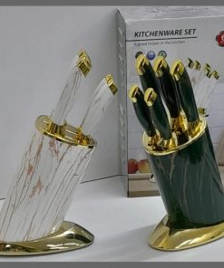 6pcs Kitchen Knife Sets with round stand and gold base