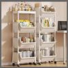 4 layers Trolley Bookshelf Kitchen Storage Slit Storage Cabinet