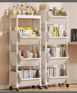 4 layers Trolley Bookshelf Kitchen Storage Slit Storage Cabinet