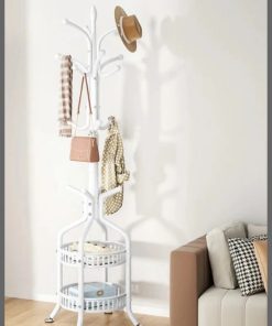 Heavy duty wrought iron coat/handbag floor-standing rack