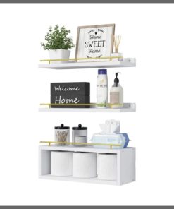 3 Tier Solid pine wood bathroom floating shelves
