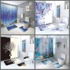 3D 4in1 bathroom woolen mats with a waterproof shower curtain