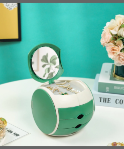 Ball shaped 6 cubicle jewelry cosmetic organizer with 3 drawers