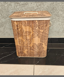 Foldable bamboo laundry basket