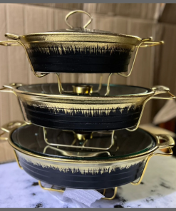 3Pcs Ceramic chaffing dishes oval