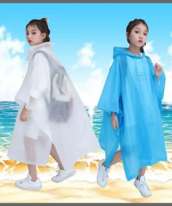 Kids Outdoor Rainwear Reusable Rain Ponchos with Drawstring